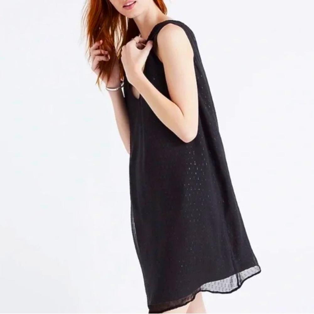 Madewell Night Shine Dress 2 Silk Shift Sparkle Sleeveless Black